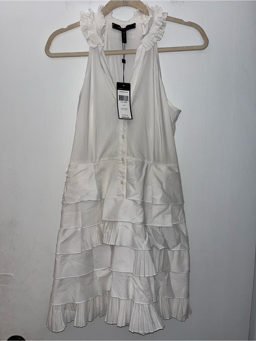 BCBGMaxAzria White Ruffled Midi Dress